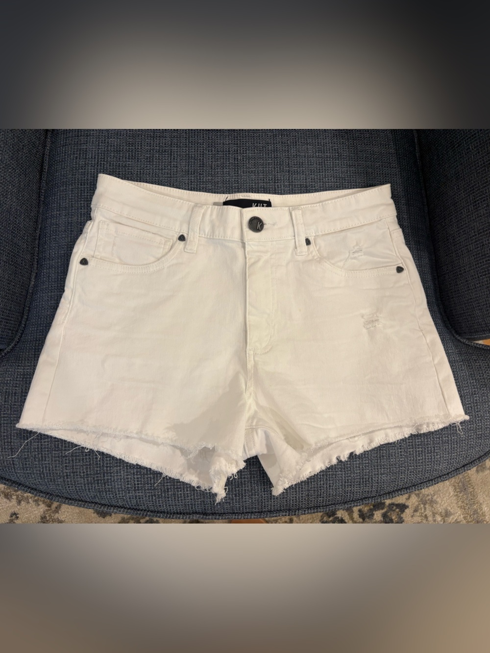 Kut from the Kloth White Frayed Hem Denim Shorts